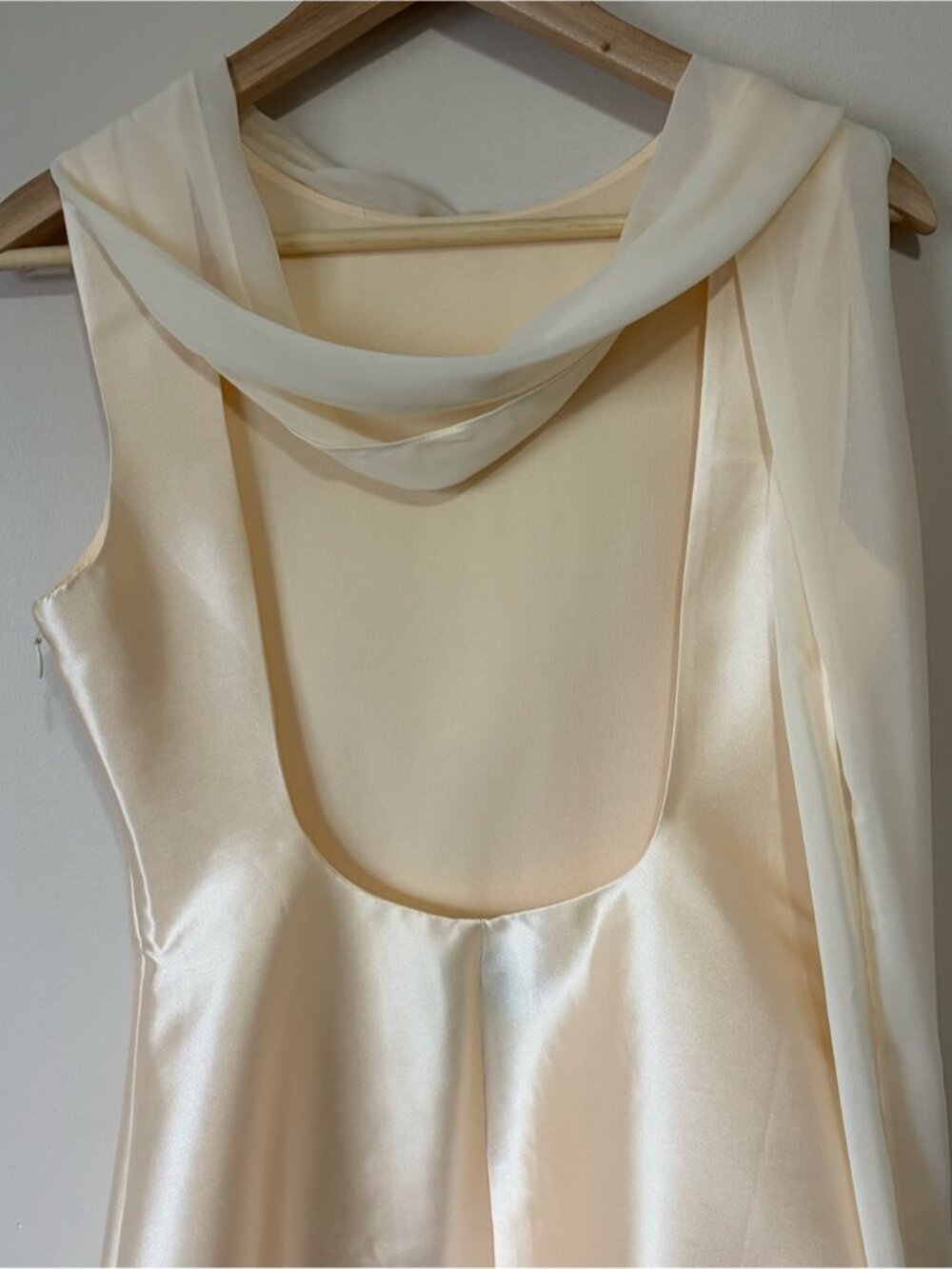 NEW Reformation Ecru Mini Scarf Detail Dress Butter Bridal Cream | US 6 UK 10 - Picture 9 of 15